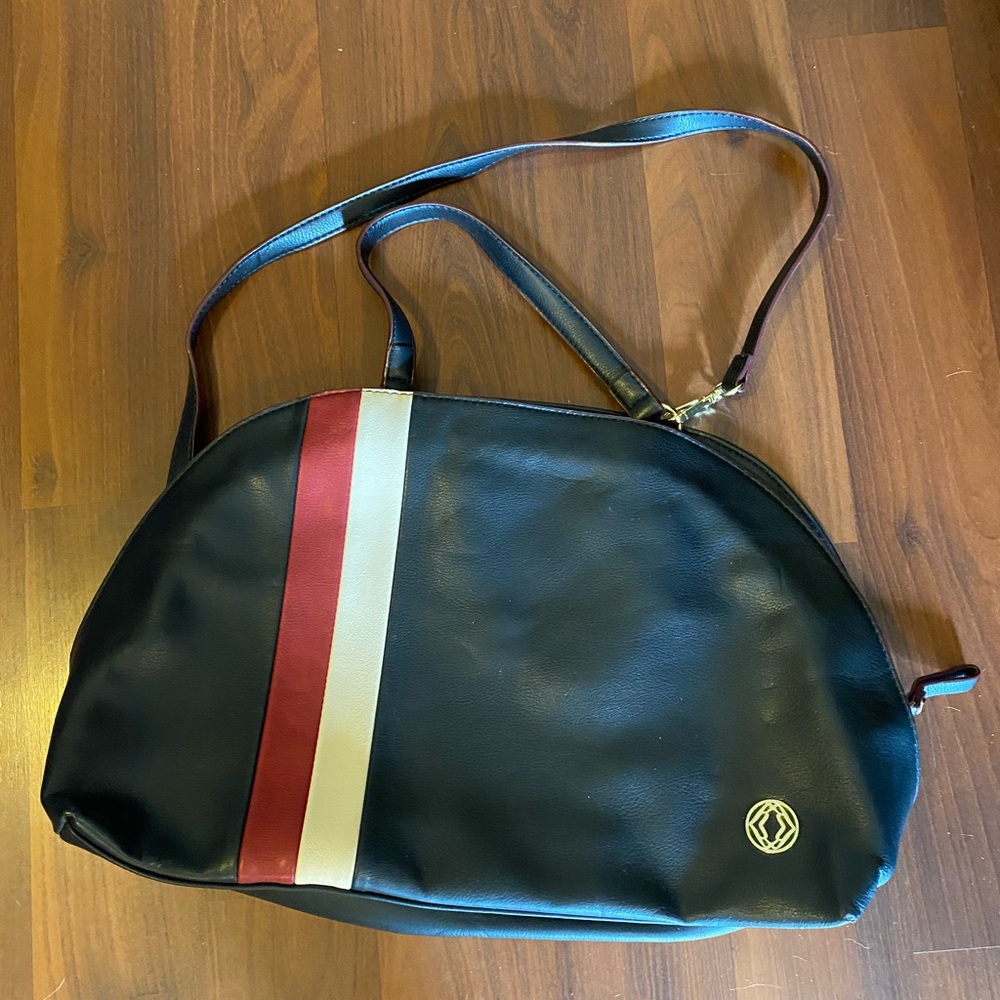 KATE LANDRY Half-moon navy blue leather like purse